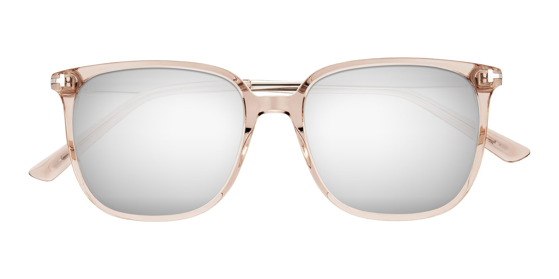 Folded Front of Trusten in Transparent Brown with Silver Mirrored Lenses