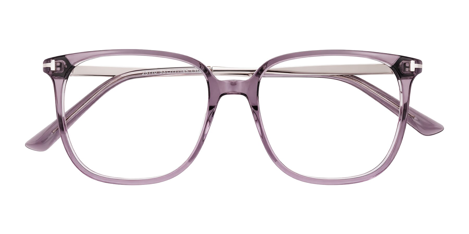 Folded Front of Trusten in Transparent Purple with Clear Blue Light Blocking Lenses
