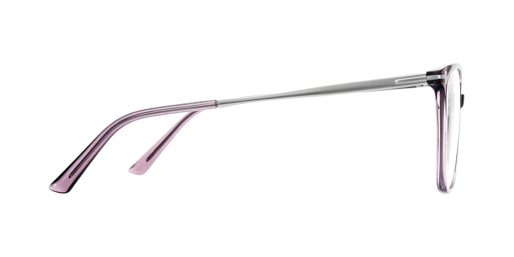 Side of Trusten in Transparent Purple with Clear Blue Light Blocking Lenses