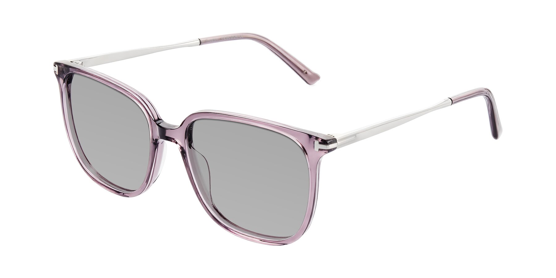 Angle of Trusten in Transparent Purple with Light Gray Tinted Lenses