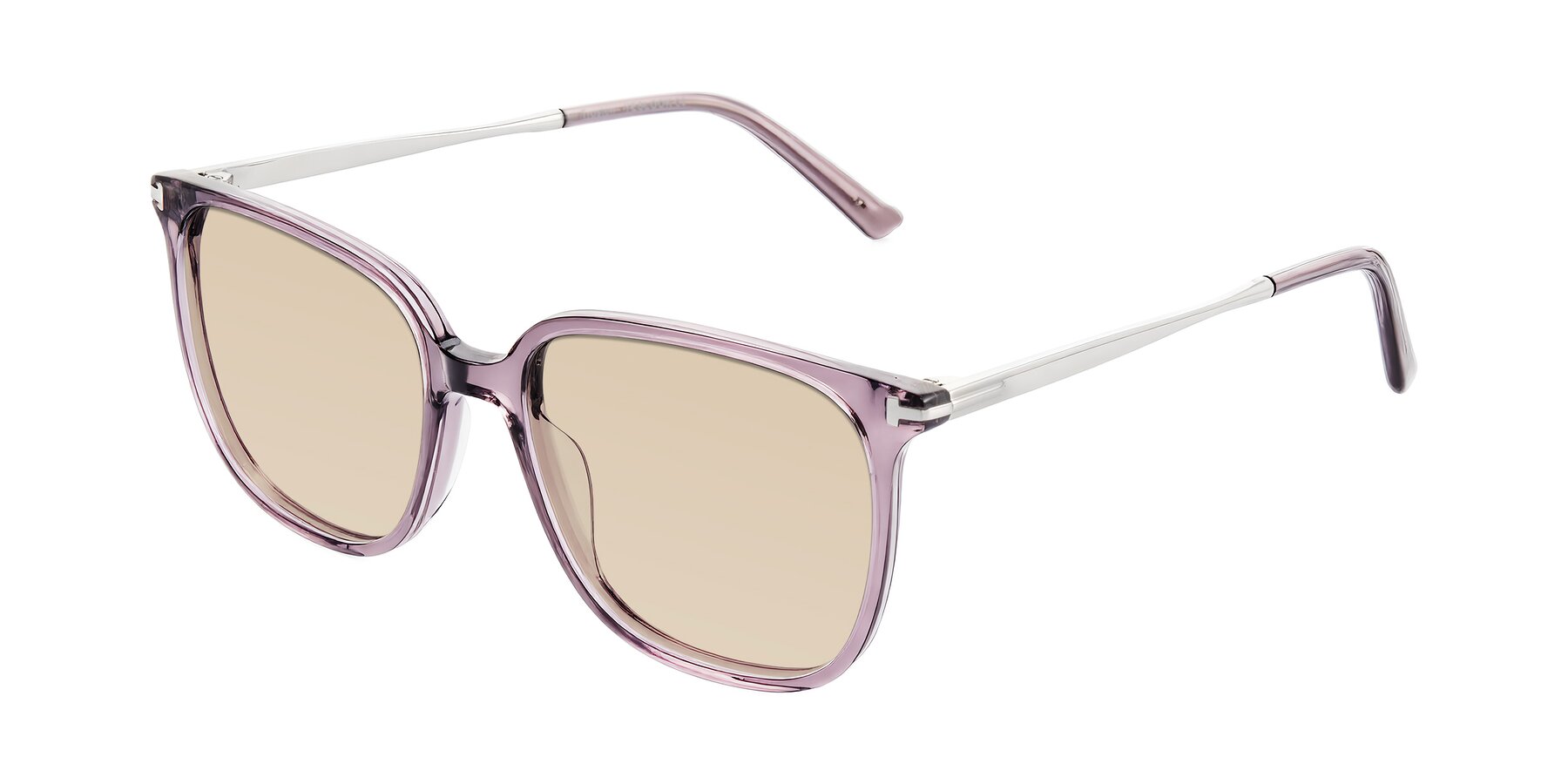 Angle of Trusten in Transparent Purple with Light Brown Tinted Lenses