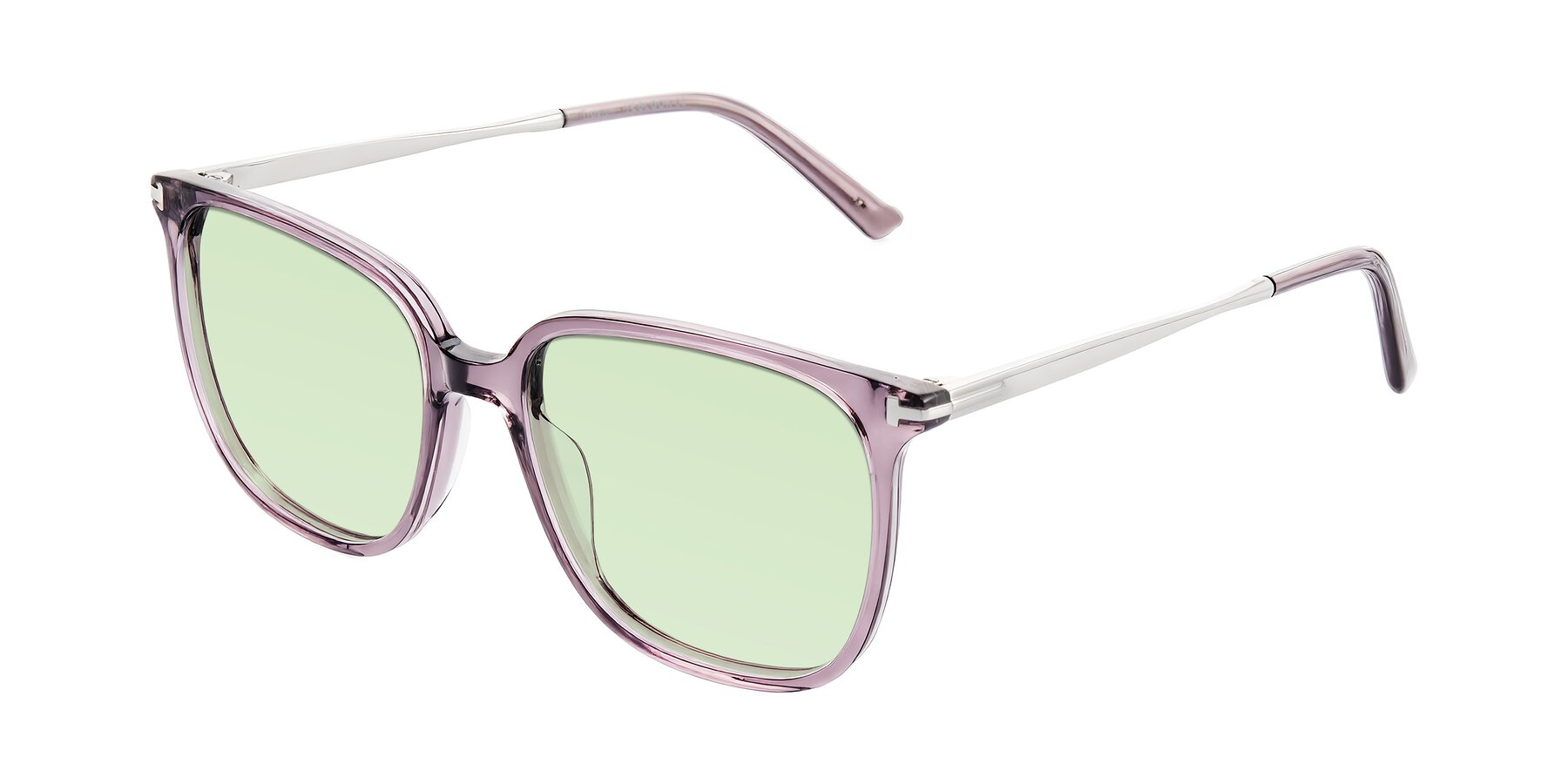 Angle of Trusten in Transparent Purple with Light Green Tinted Lenses