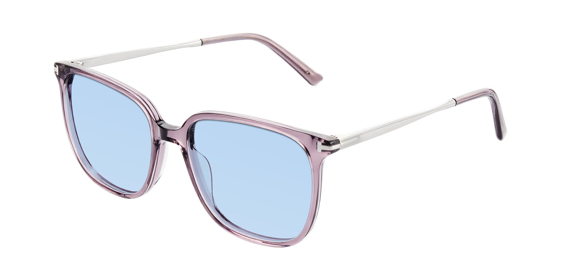 Angle of Trusten in Transparent Purple with Light Blue Tinted Lenses