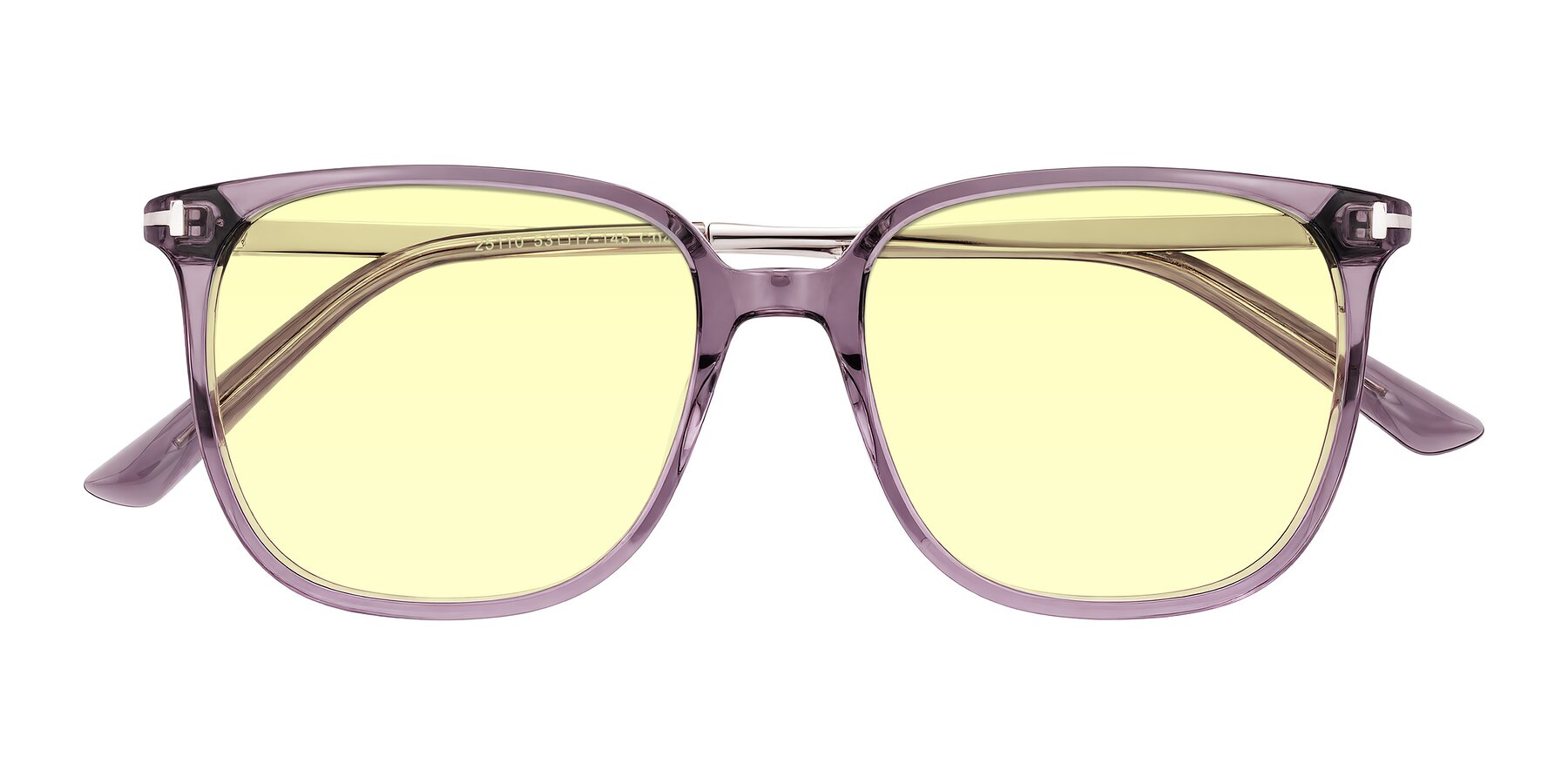 Folded Front of Trusten in Transparent Purple with Light Yellow Tinted Lenses