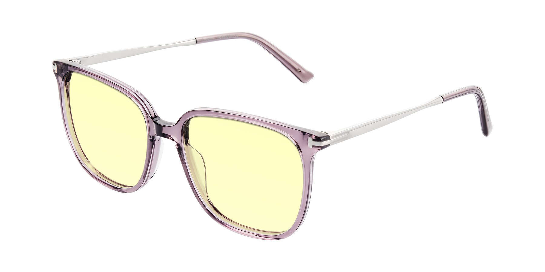 Angle of Trusten in Transparent Purple with Light Yellow Tinted Lenses