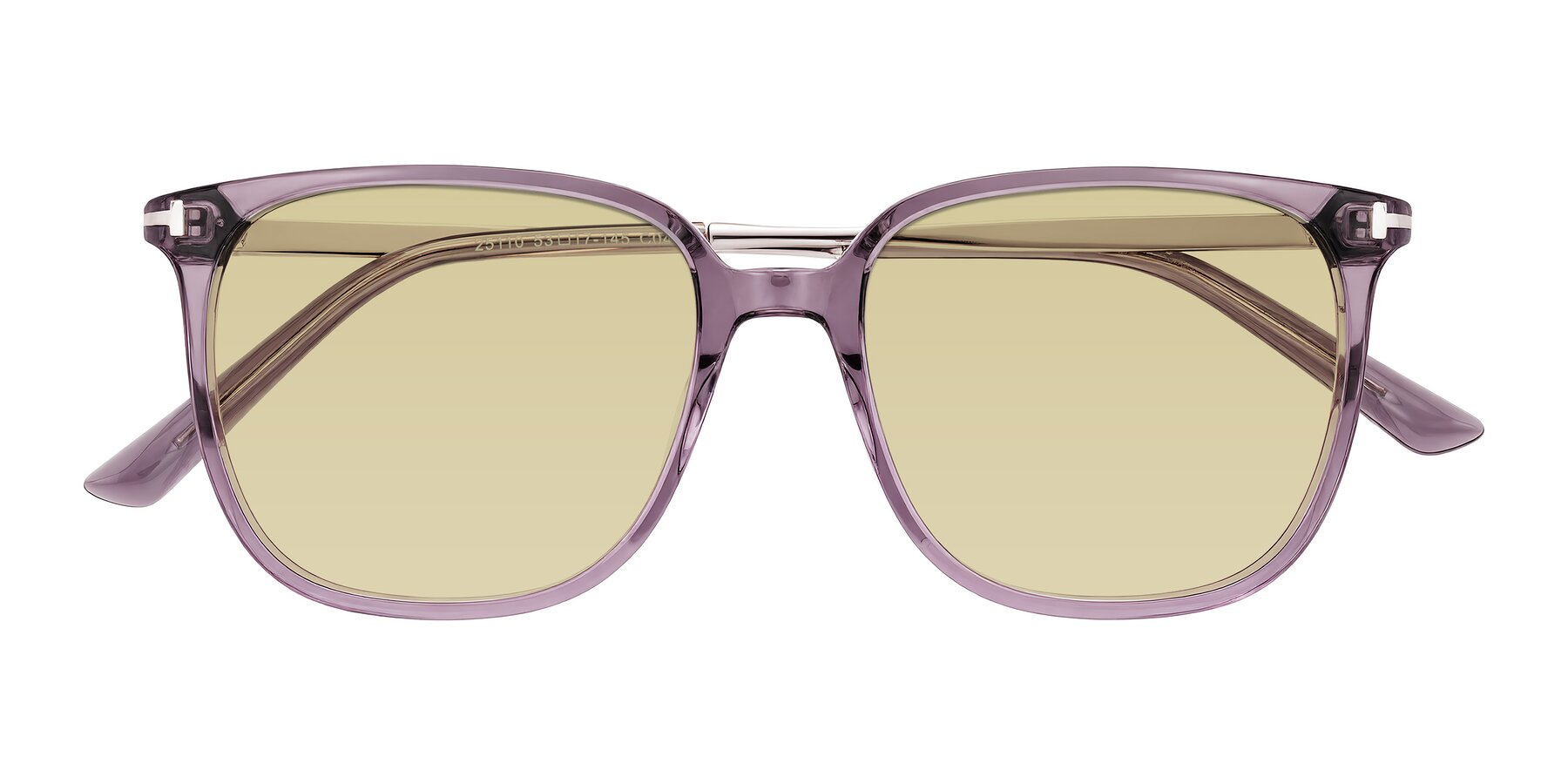 Folded Front of Trusten in Transparent Purple with Light Champagne Tinted Lenses