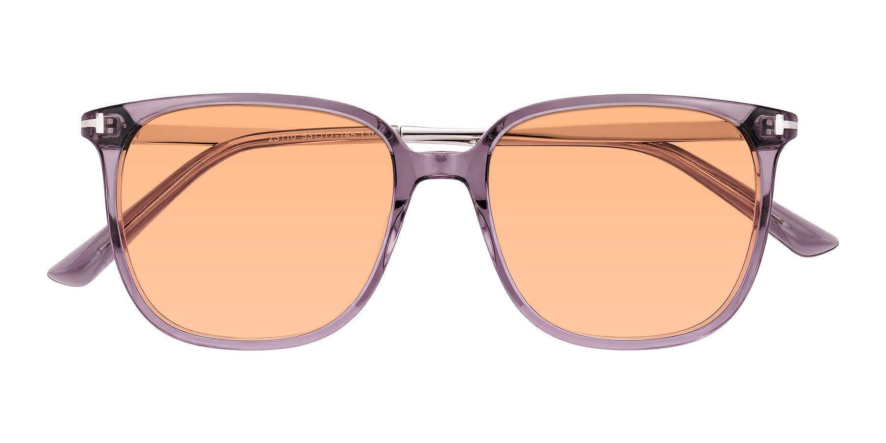 Folded Front of Trusten in Transparent Purple with Light Orange Tinted Lenses