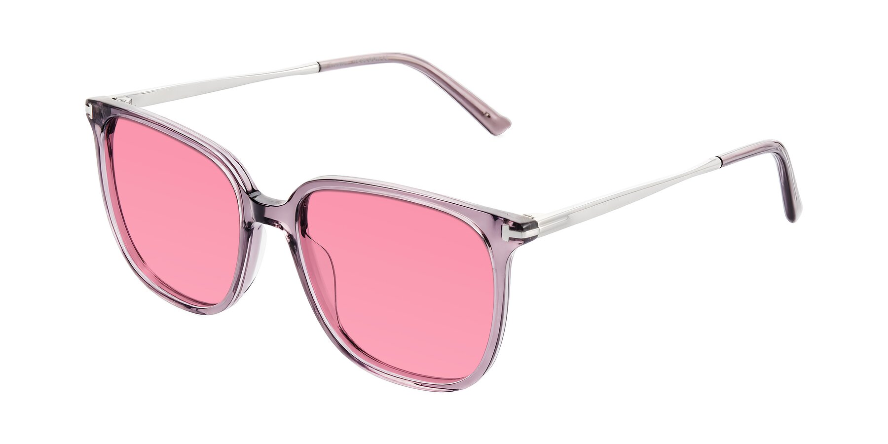 Angle of Trusten in Transparent Purple with Pink Tinted Lenses