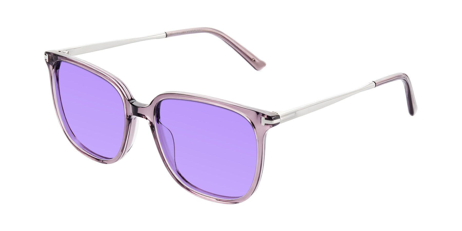 Angle of Trusten in Transparent Purple with Medium Purple Tinted Lenses
