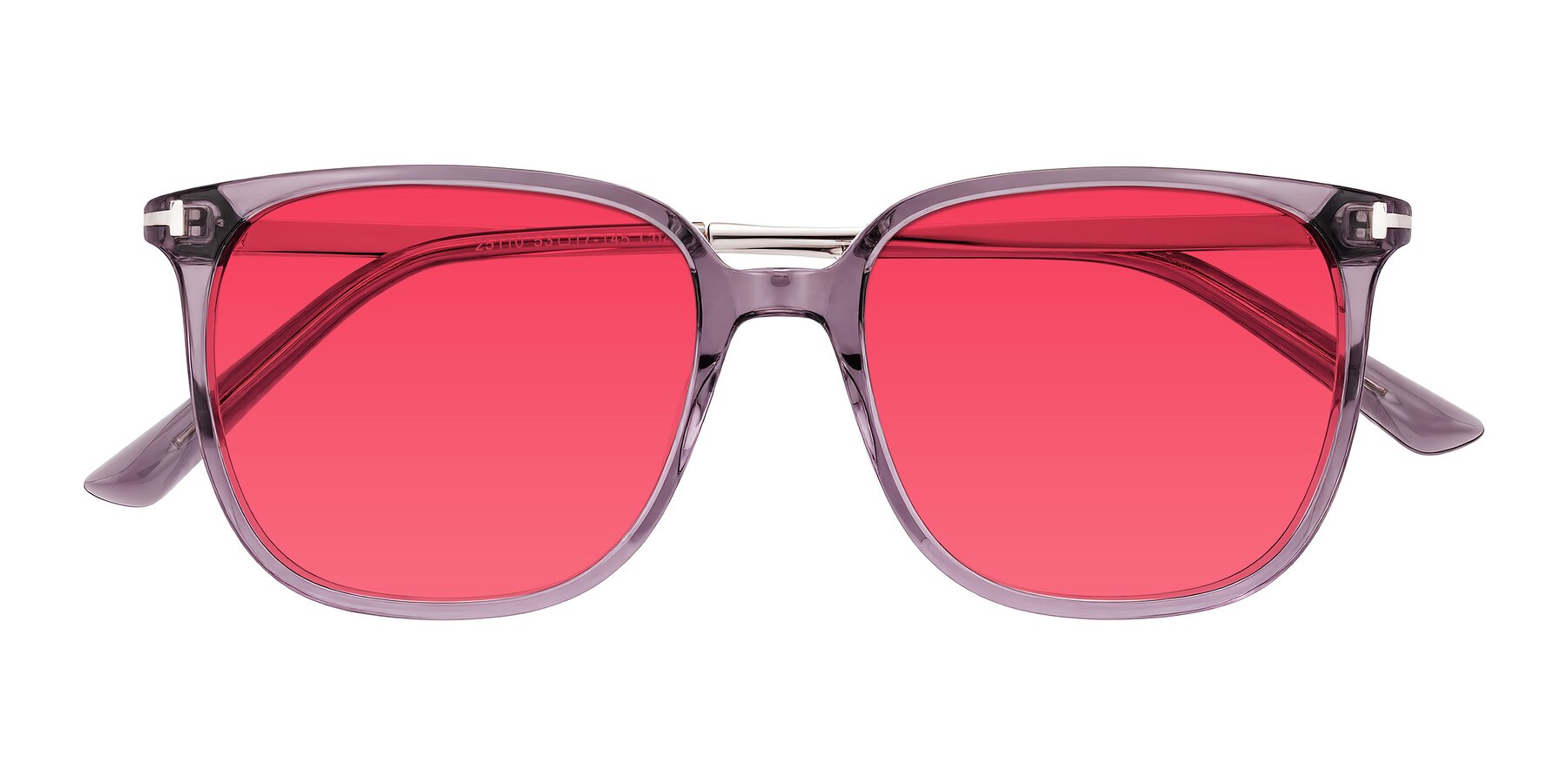 Folded Front of Trusten in Transparent Purple with Red Tinted Lenses