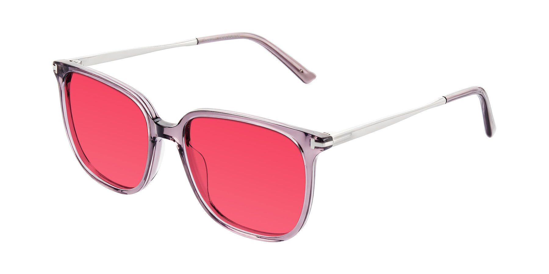 Angle of Trusten in Transparent Purple with Red Tinted Lenses