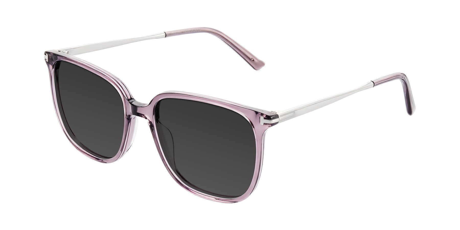 Angle of Trusten in Transparent Purple with Gray Tinted Lenses