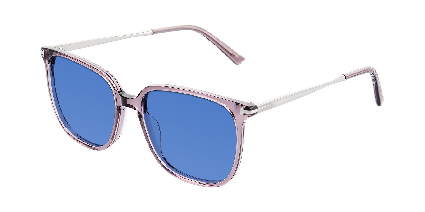Angle of Trusten in Transparent Purple with Blue Tinted Lenses