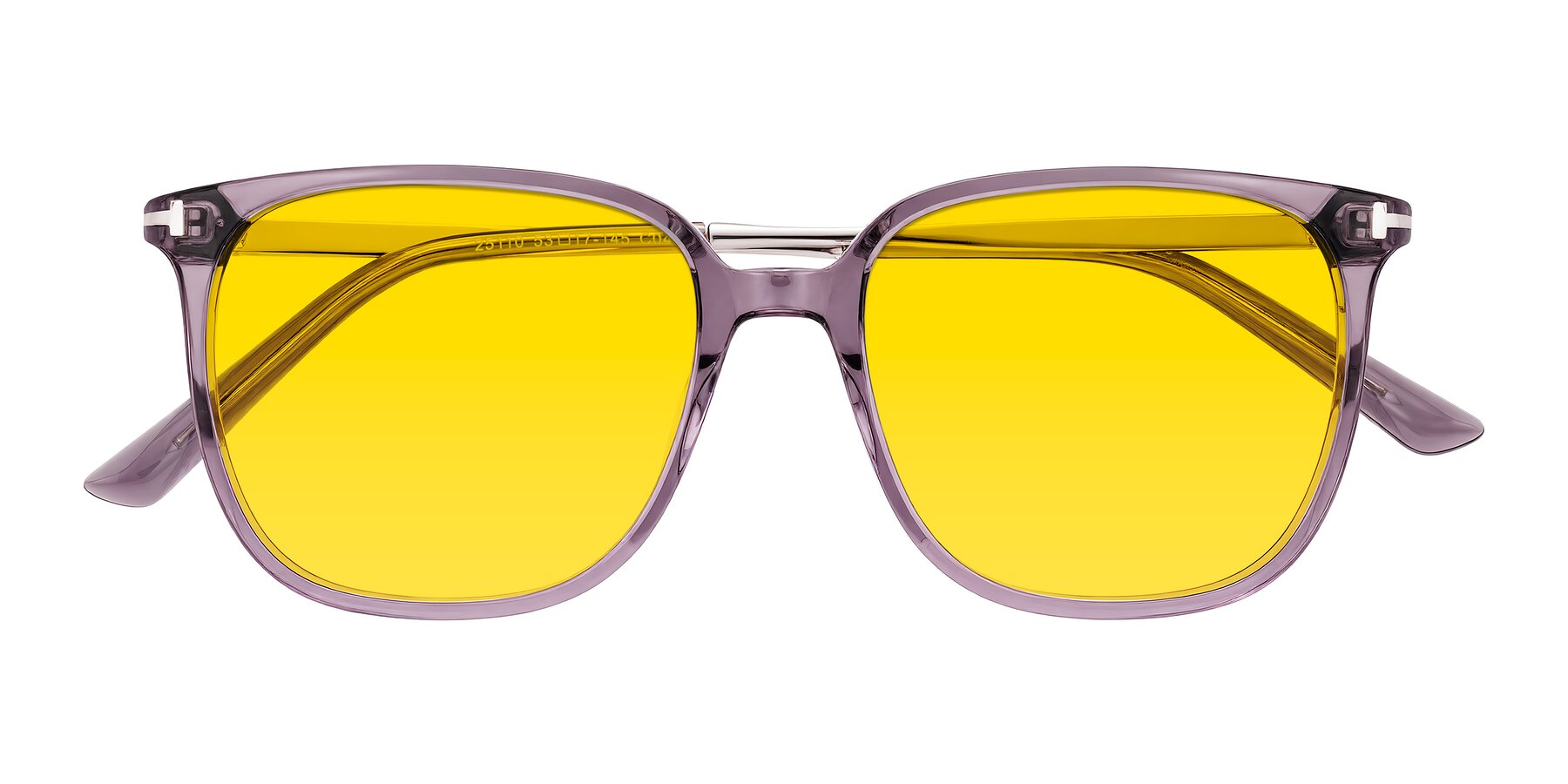 Folded Front of Trusten in Transparent Purple with Yellow Tinted Lenses