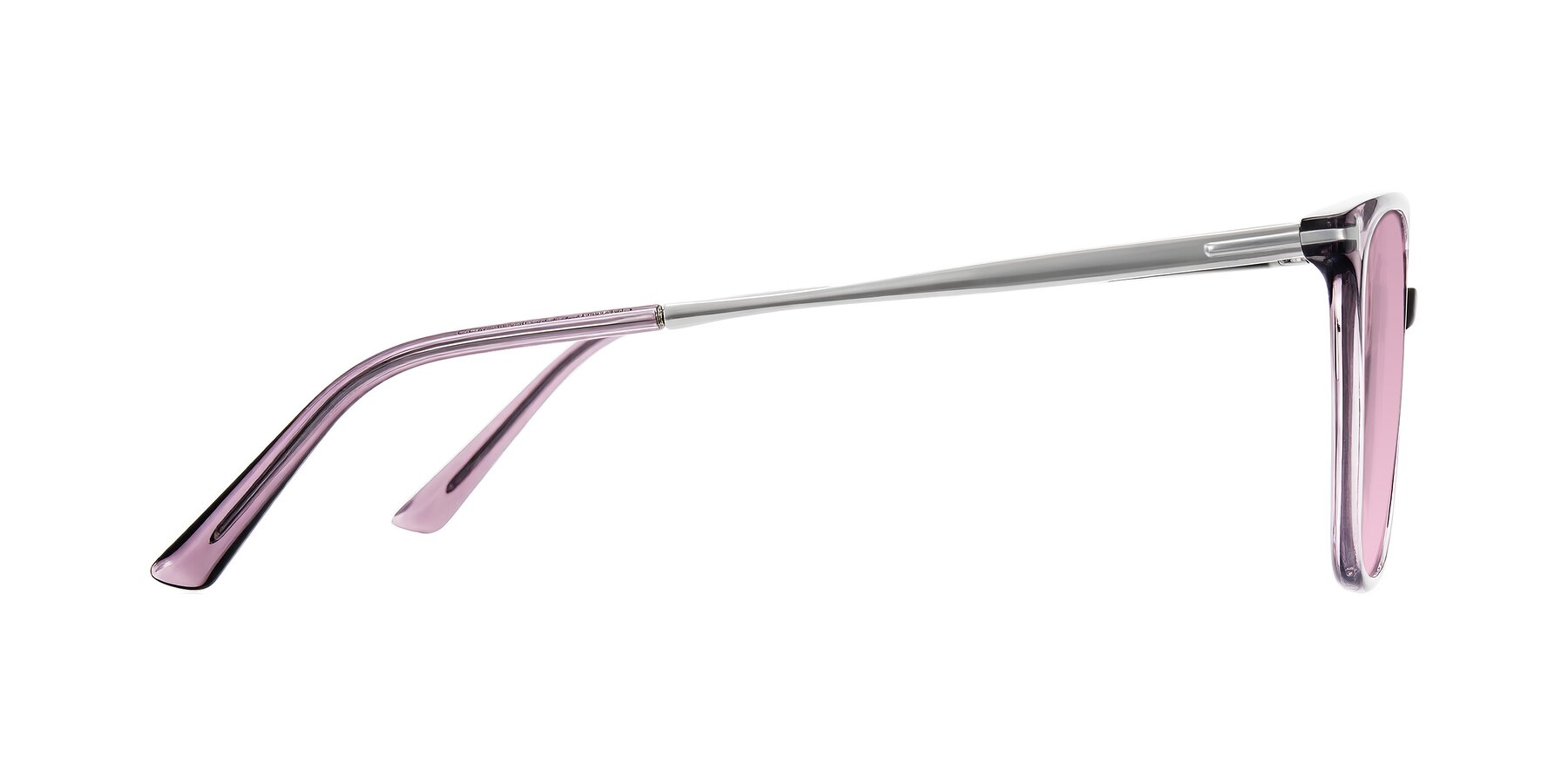 Side of Trusten in Transparent Purple with Light Wine Tinted Lenses