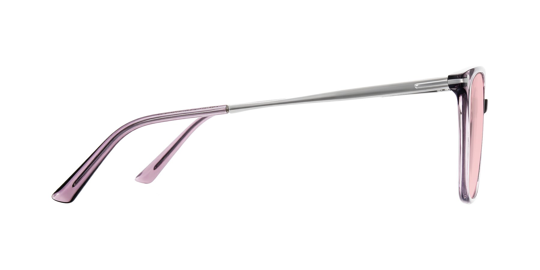 Side of Trusten in Transparent Purple with Light Garnet Tinted Lenses