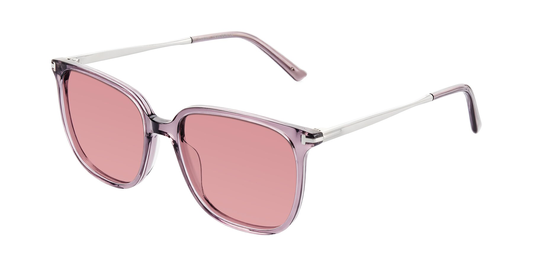 Angle of Trusten in Transparent Purple with Medium Garnet Tinted Lenses