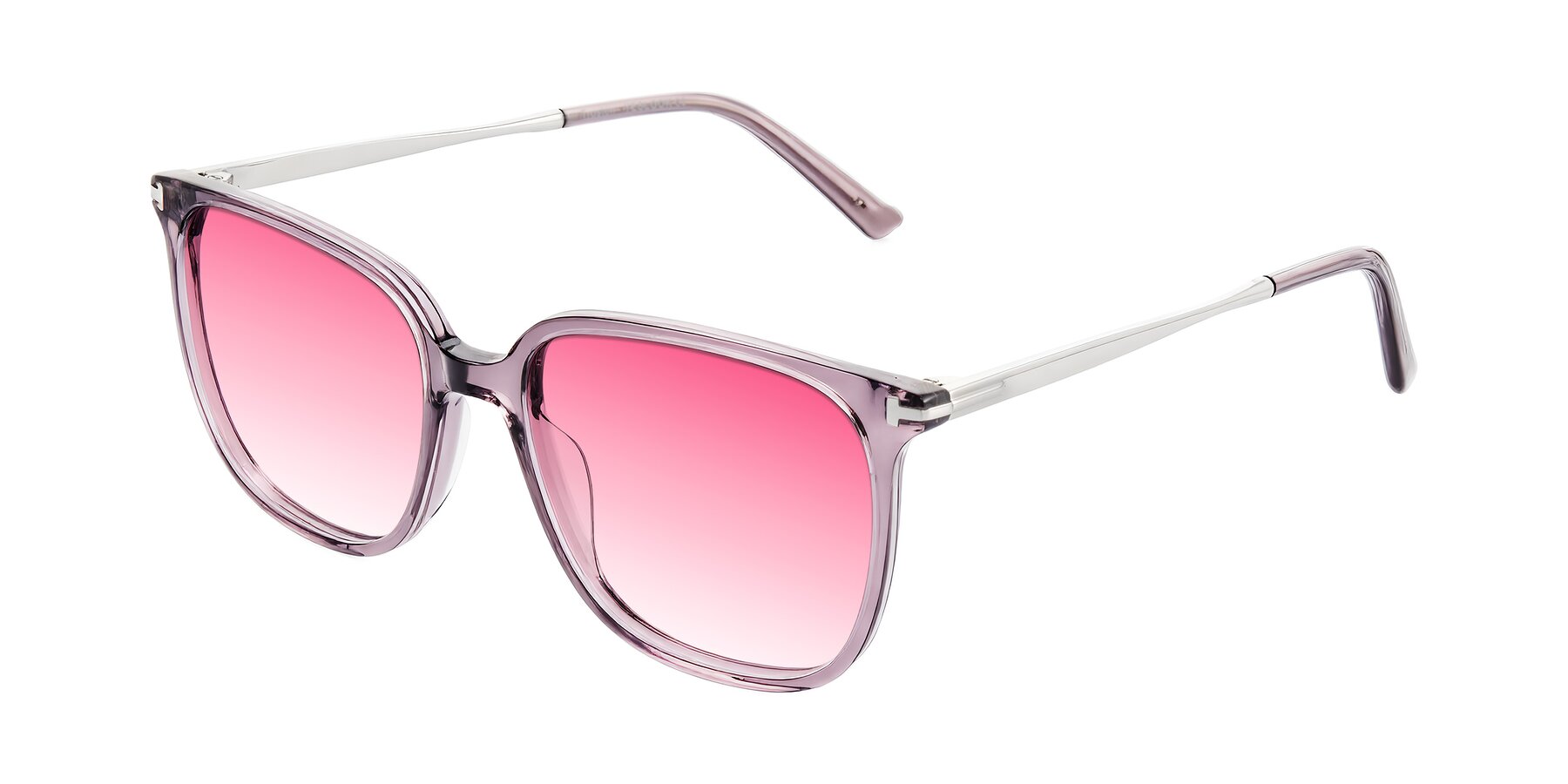 Angle of Trusten in Transparent Purple with Pink Gradient Lenses
