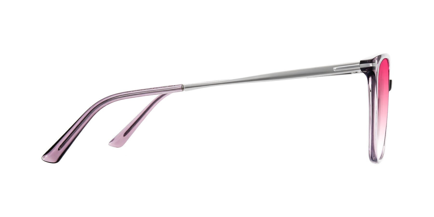 Side of Trusten in Transparent Purple with Pink Gradient Lenses