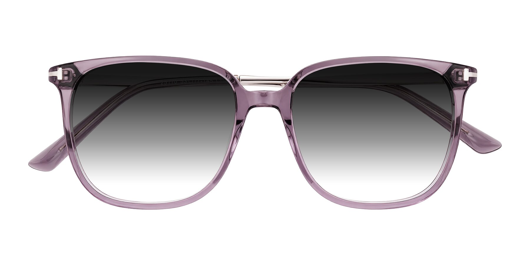 Folded Front of Trusten in Transparent Purple with Gray Gradient Lenses