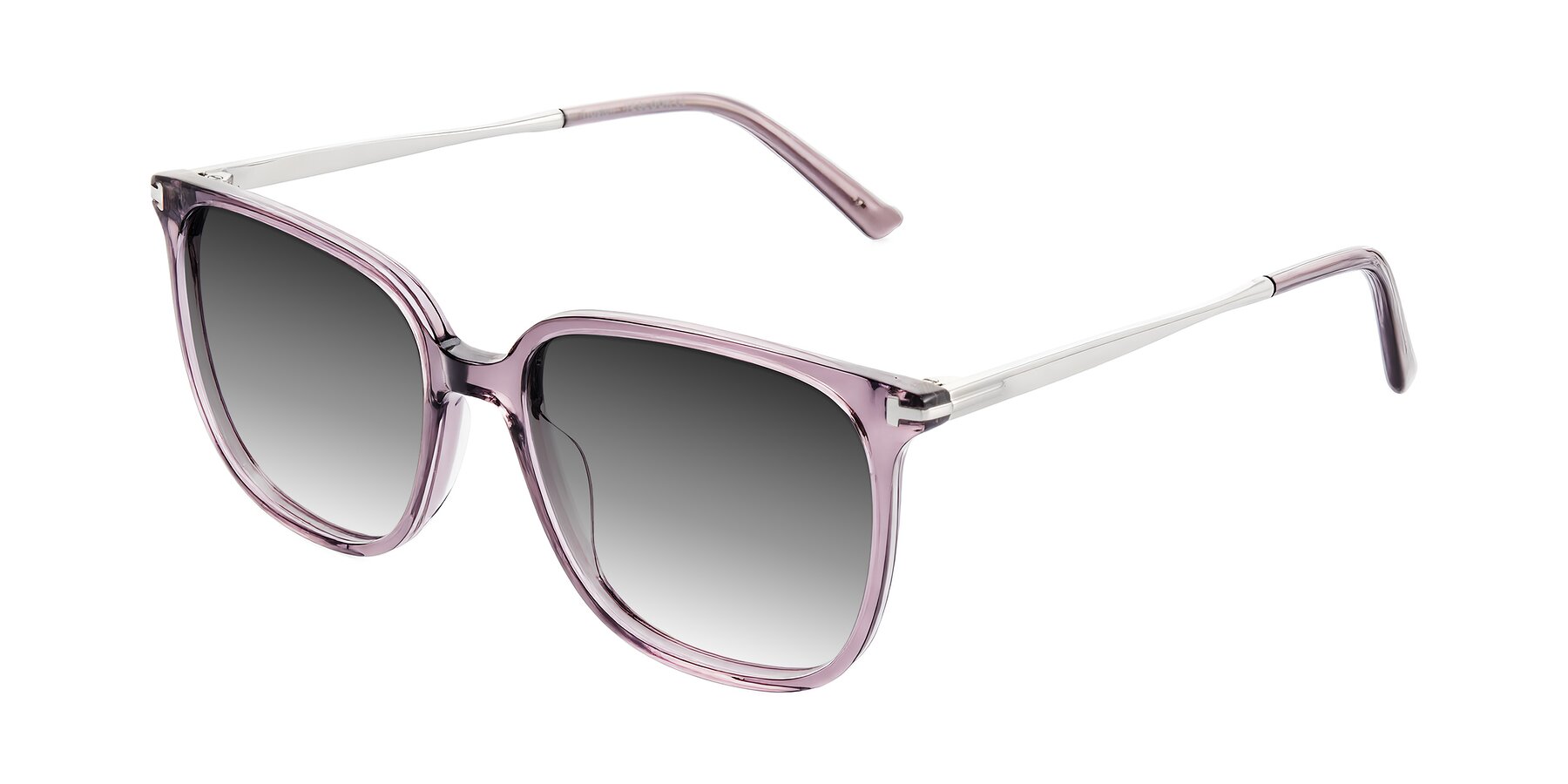 Angle of Trusten in Transparent Purple with Gray Gradient Lenses