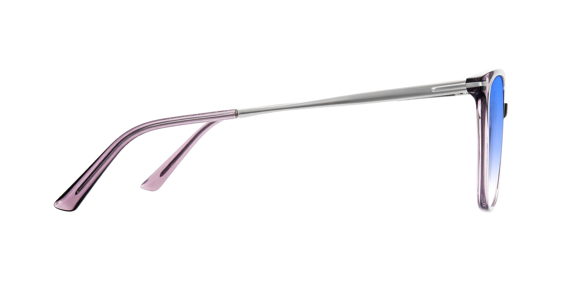 Side of Trusten in Transparent Purple with Blue Gradient Lenses