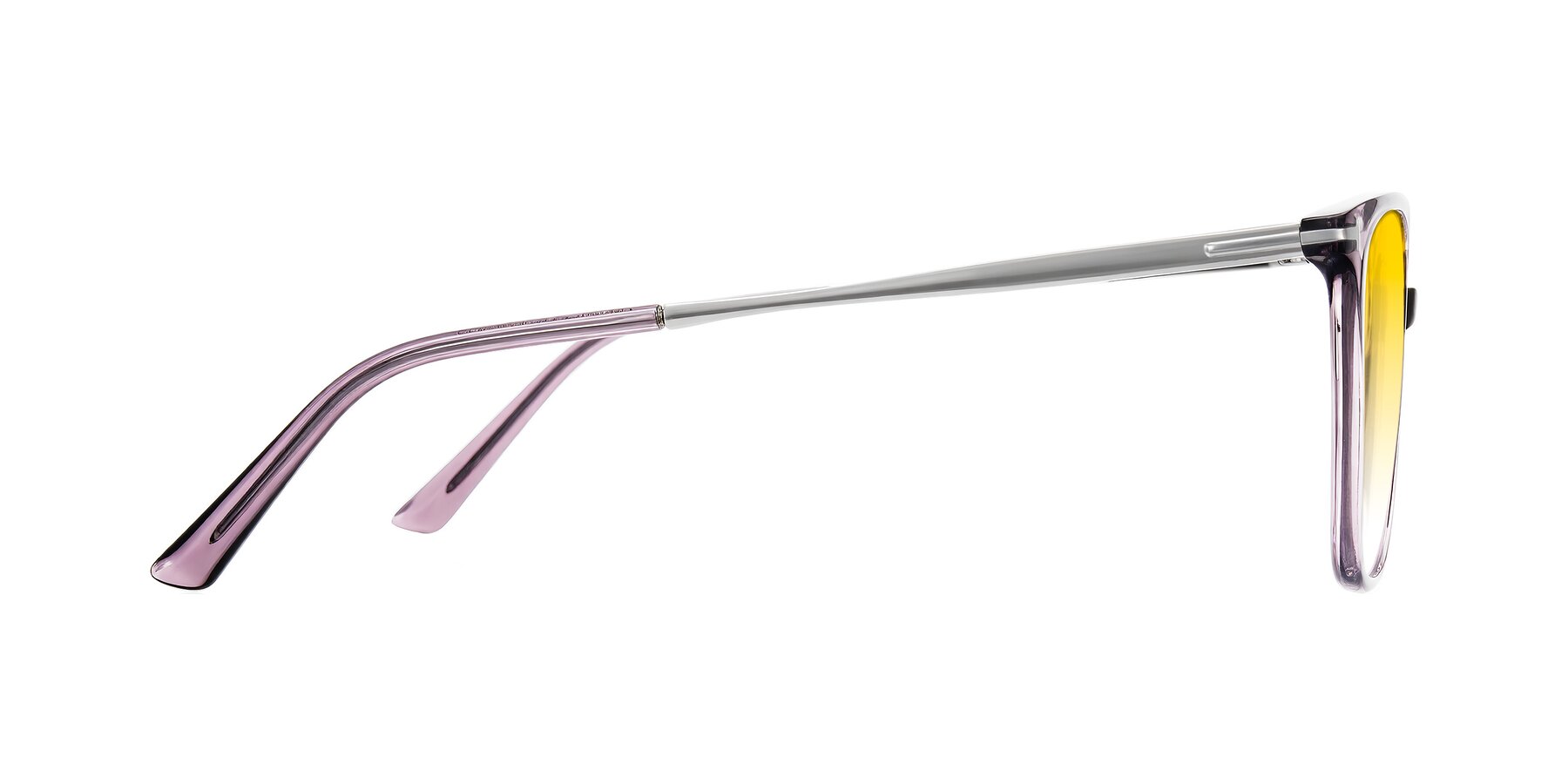 Side of Trusten in Transparent Purple with Yellow Gradient Lenses