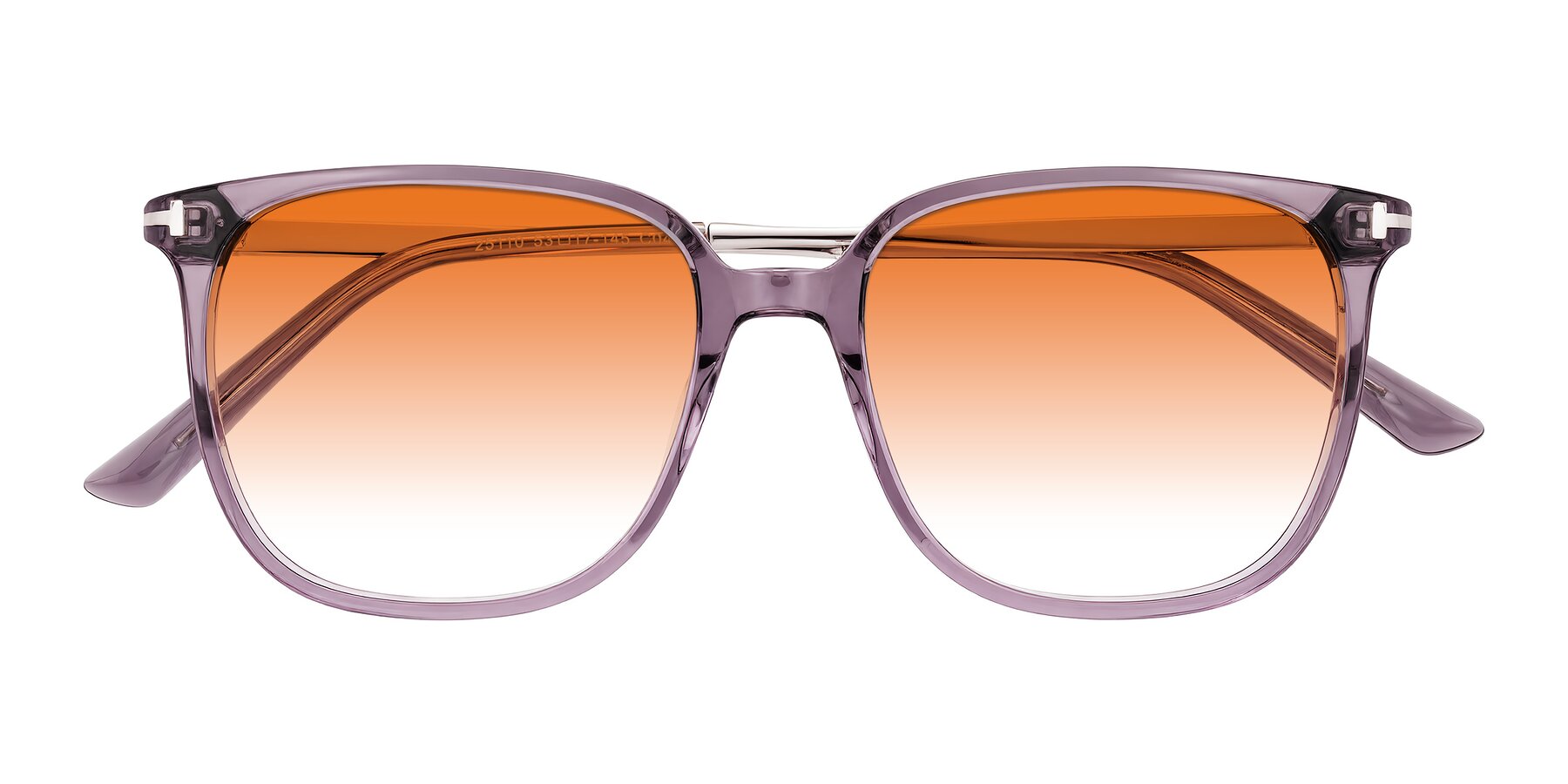 Folded Front of Trusten in Transparent Purple with Orange Gradient Lenses