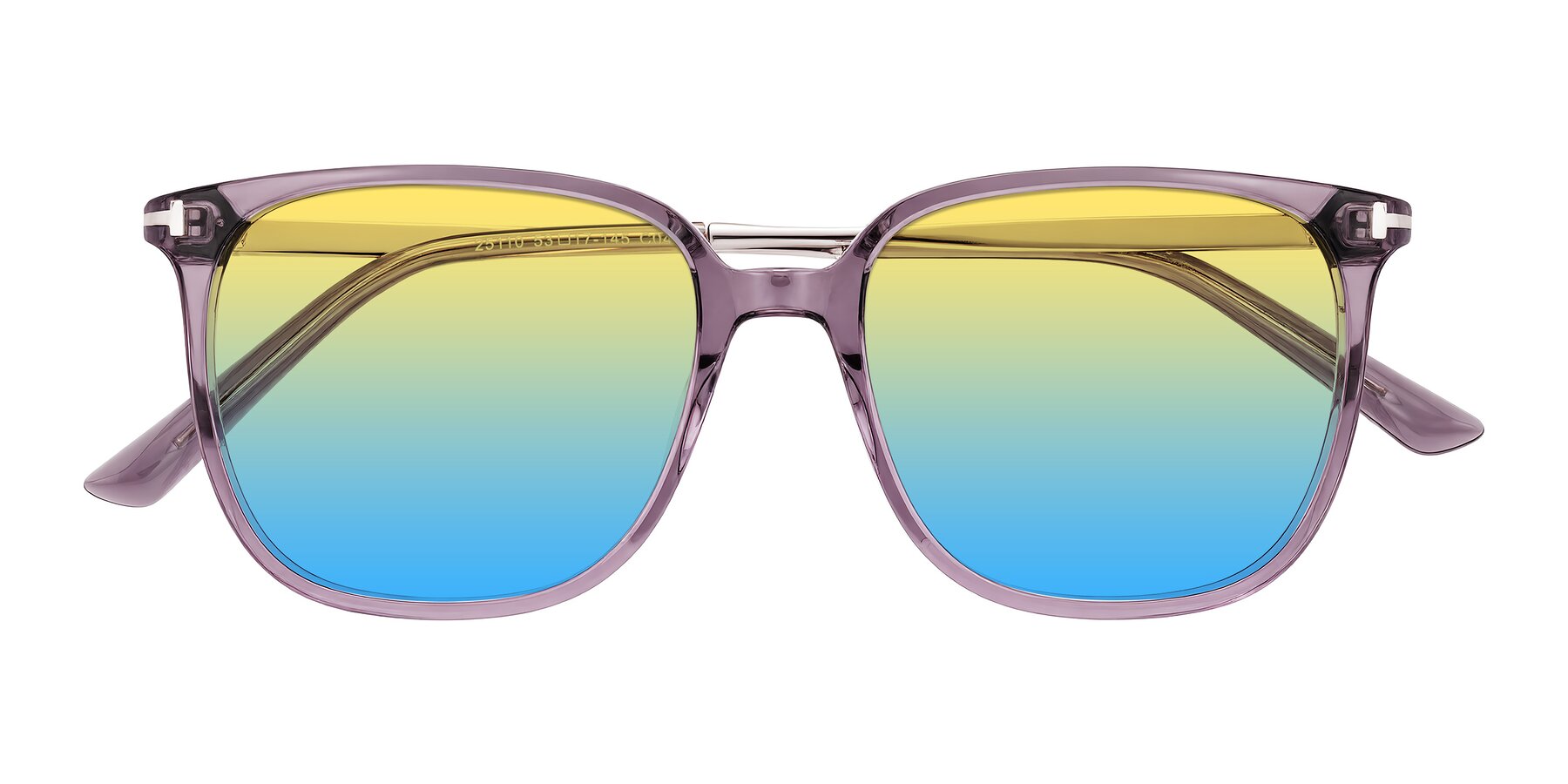 Folded Front of Trusten in Transparent Purple with Yellow / Blue Gradient Lenses