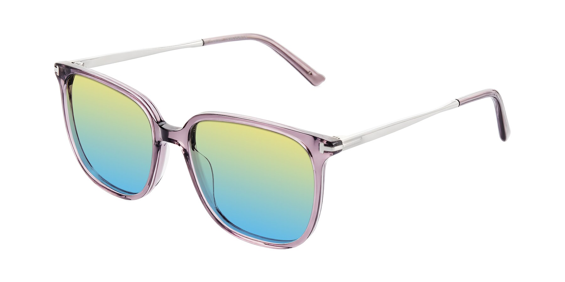 Angle of Trusten in Transparent Purple with Yellow / Blue Gradient Lenses