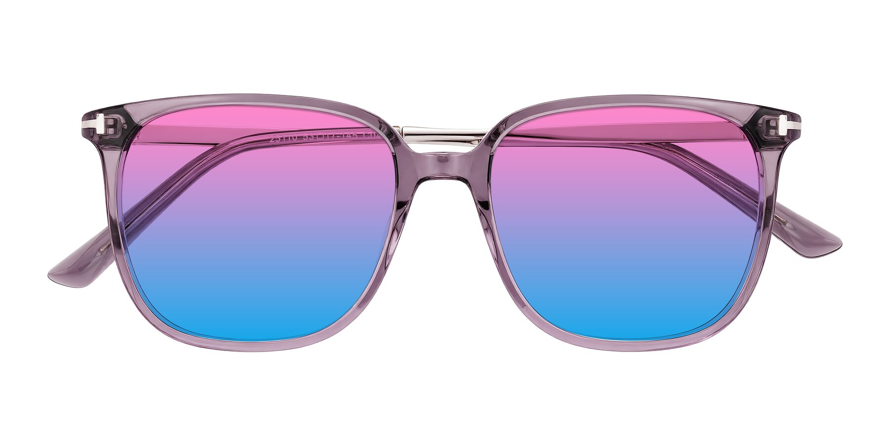 Folded Front of Trusten in Transparent Purple with Pink / Blue Gradient Lenses
