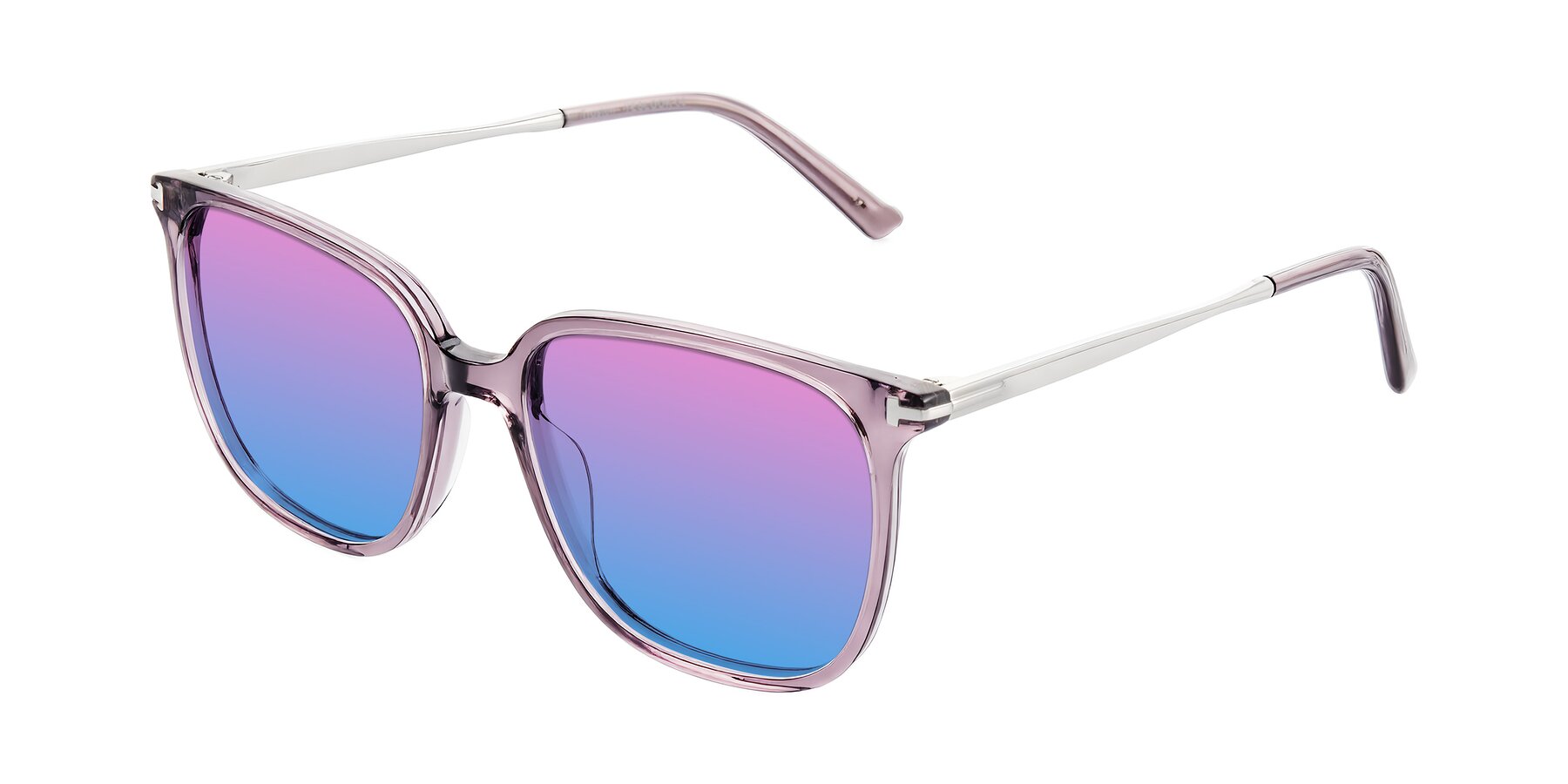 Angle of Trusten in Transparent Purple with Pink / Blue Gradient Lenses