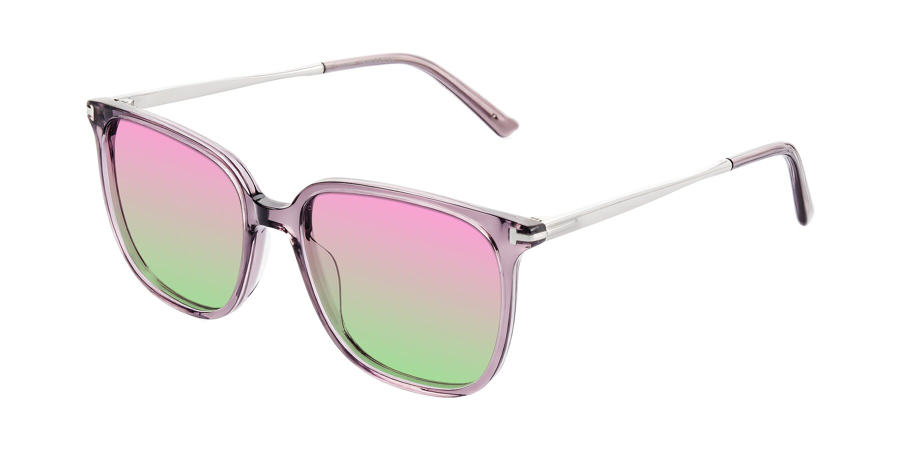 Angle of Trusten in Transparent Purple with Pink / Green Gradient Lenses