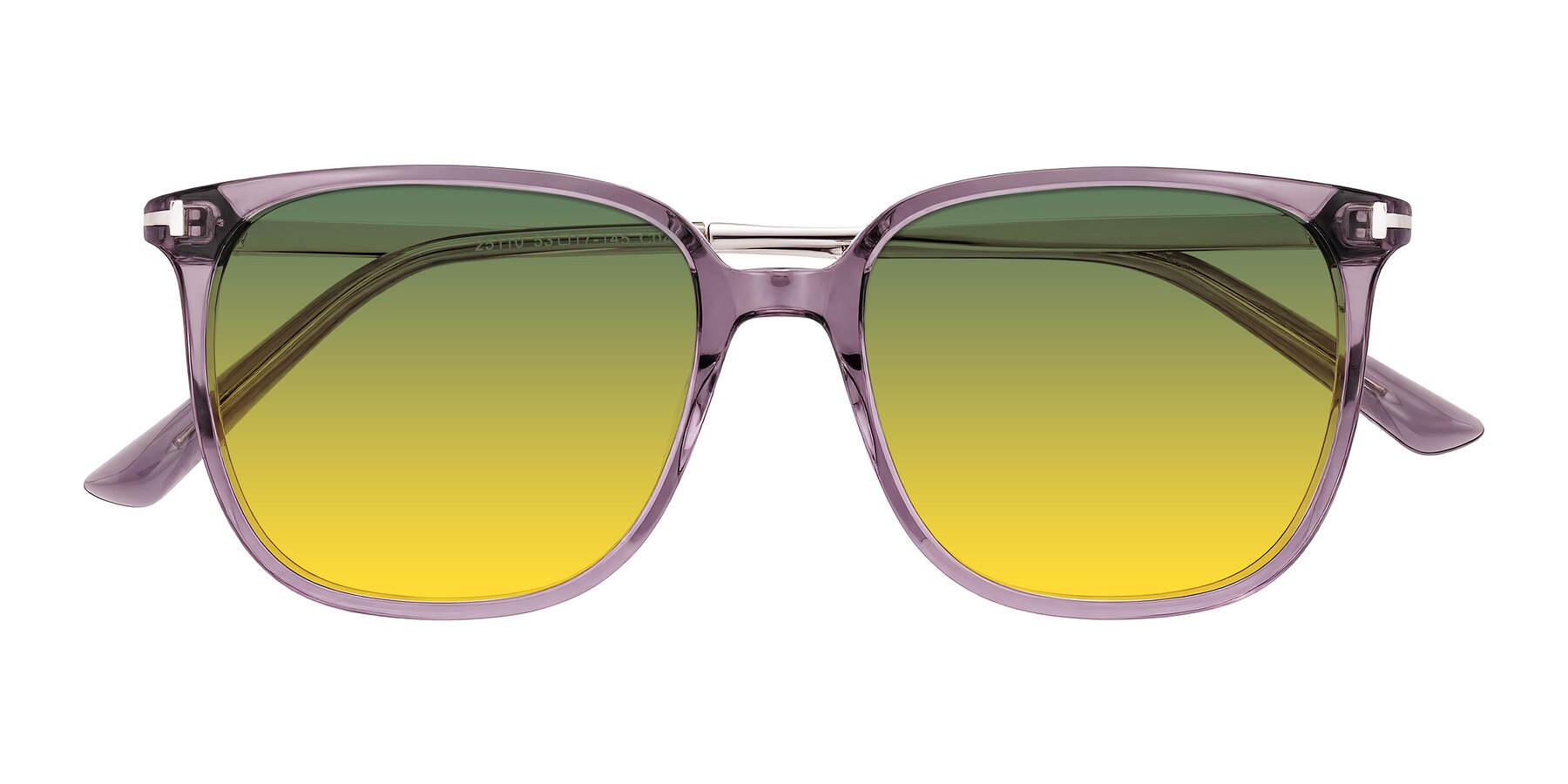 Folded Front of Trusten in Transparent Purple with Green / Yellow Gradient Lenses