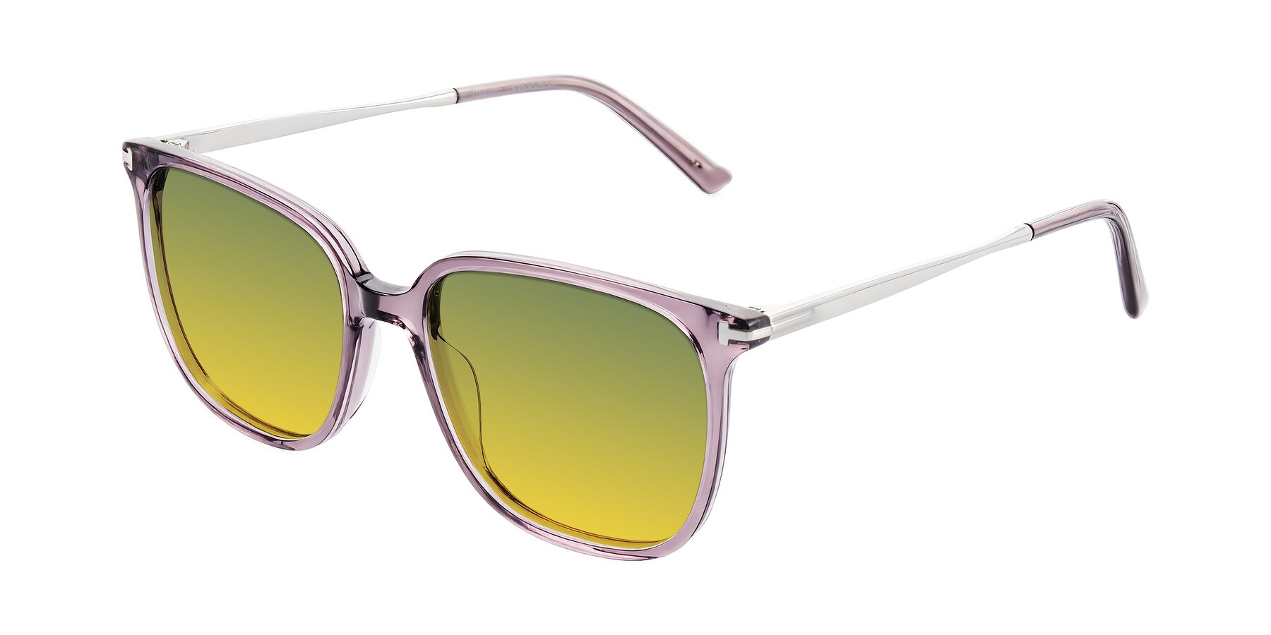 Angle of Trusten in Transparent Purple with Green / Yellow Gradient Lenses