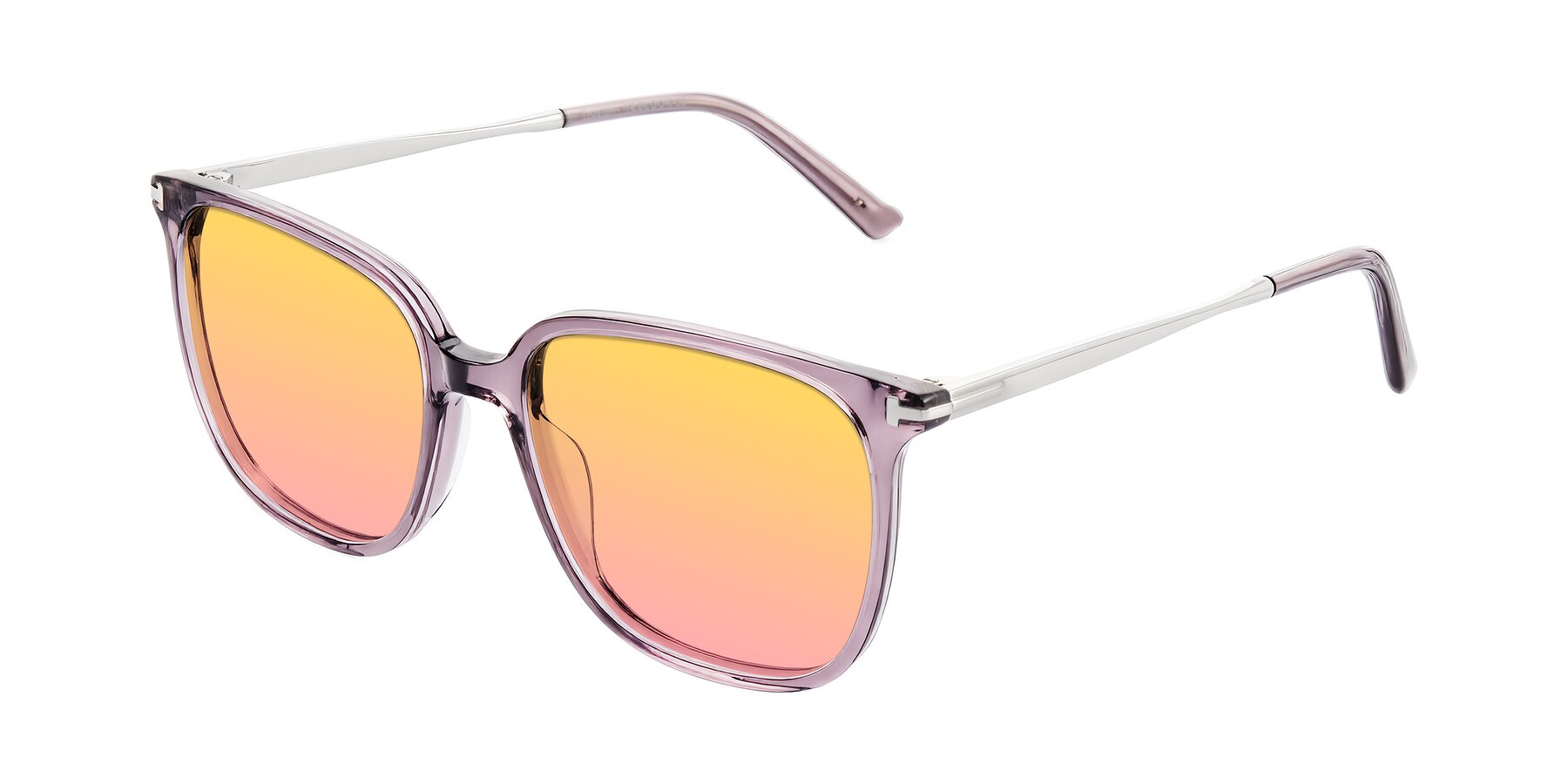 Angle of Trusten in Transparent Purple with Yellow / Pink Gradient Lenses