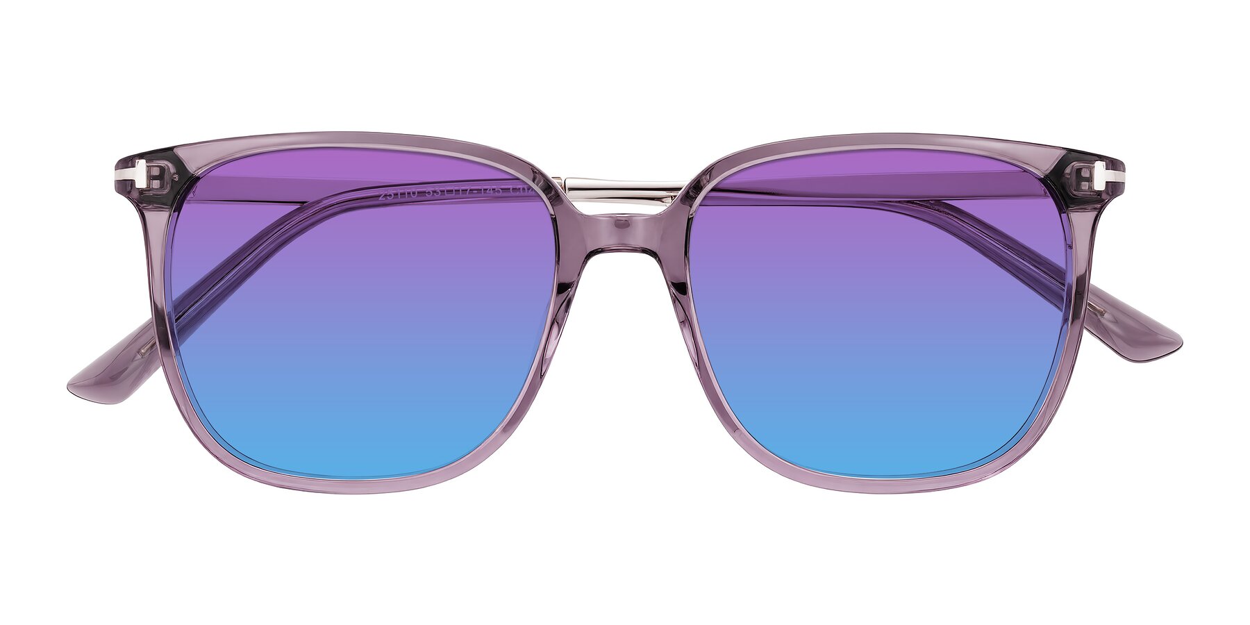 Folded Front of Trusten in Transparent Purple with Purple / Blue Gradient Lenses