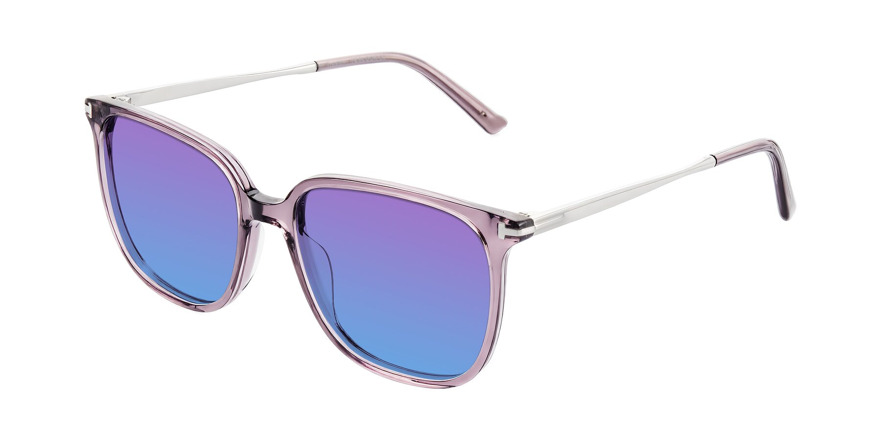 Angle of Trusten in Transparent Purple with Purple / Blue Gradient Lenses