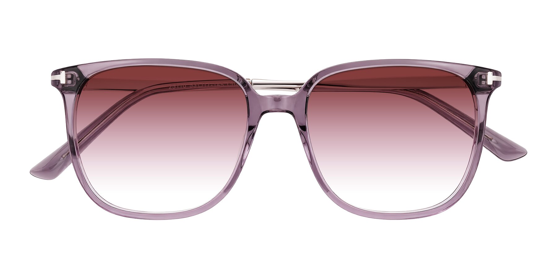 Folded Front of Trusten in Transparent Purple with Garnet Gradient Lenses