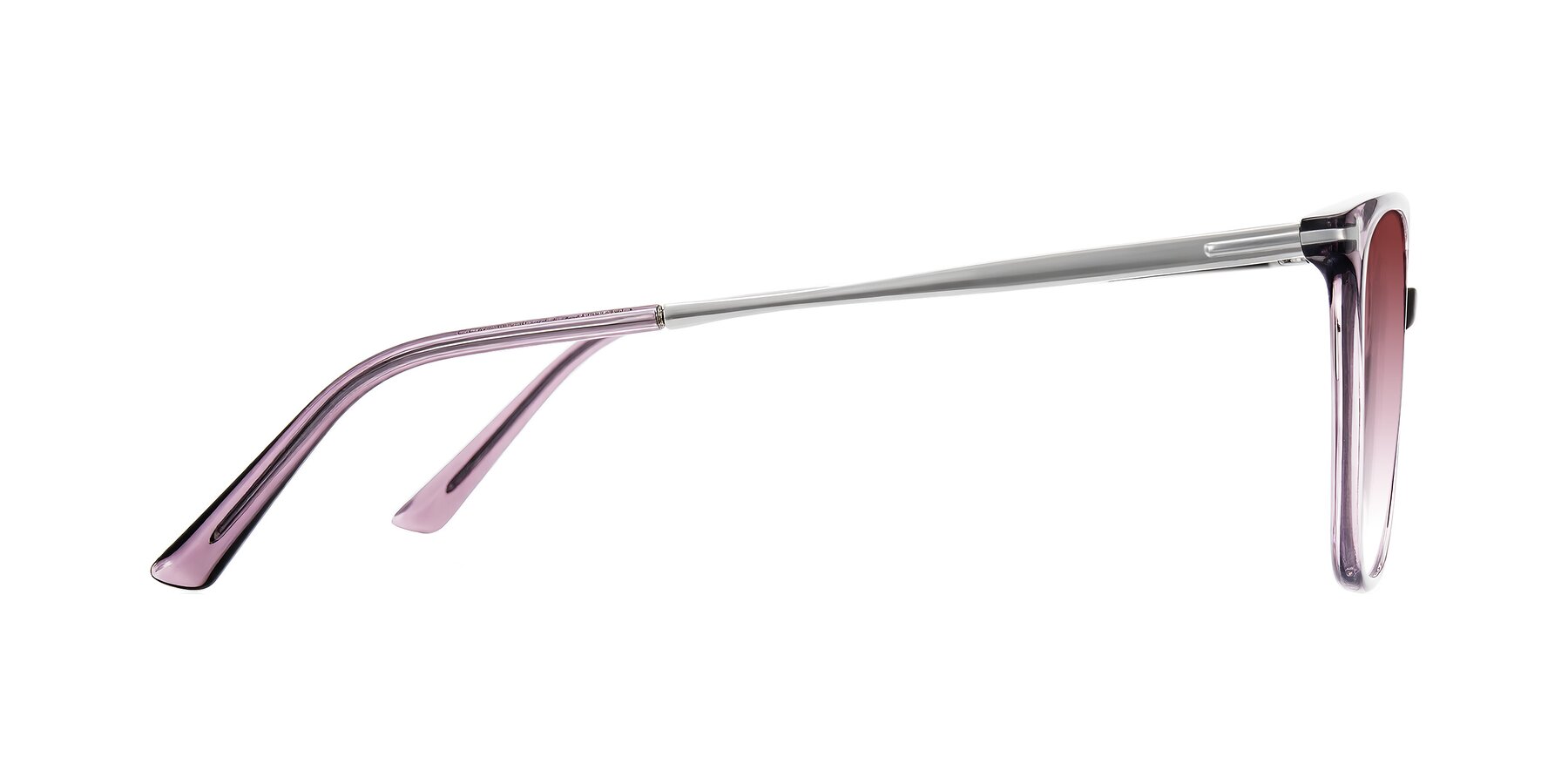 Side of Trusten in Transparent Purple with Garnet Gradient Lenses