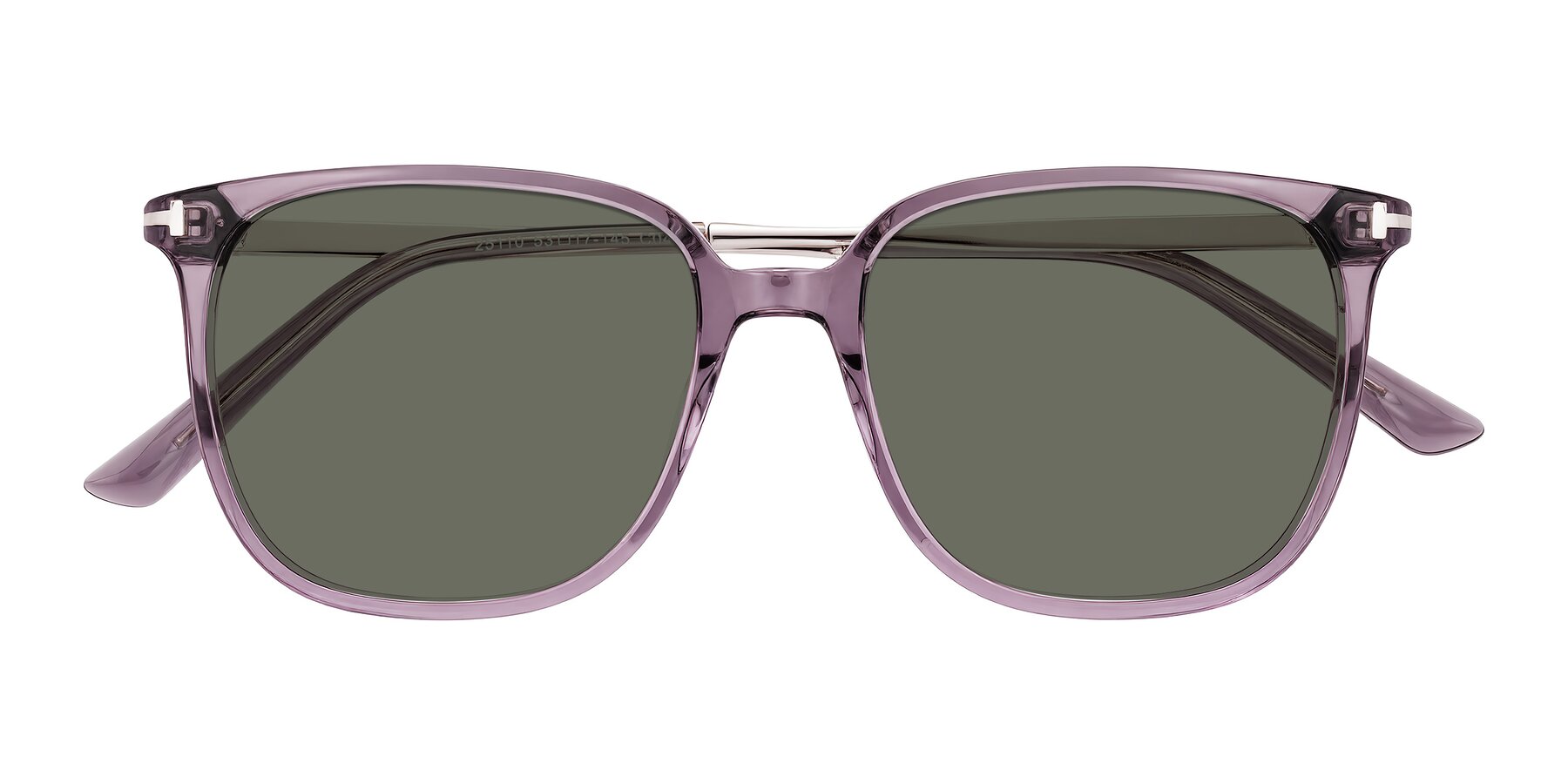 Folded Front of Trusten in Transparent Purple with Gray Polarized Lenses