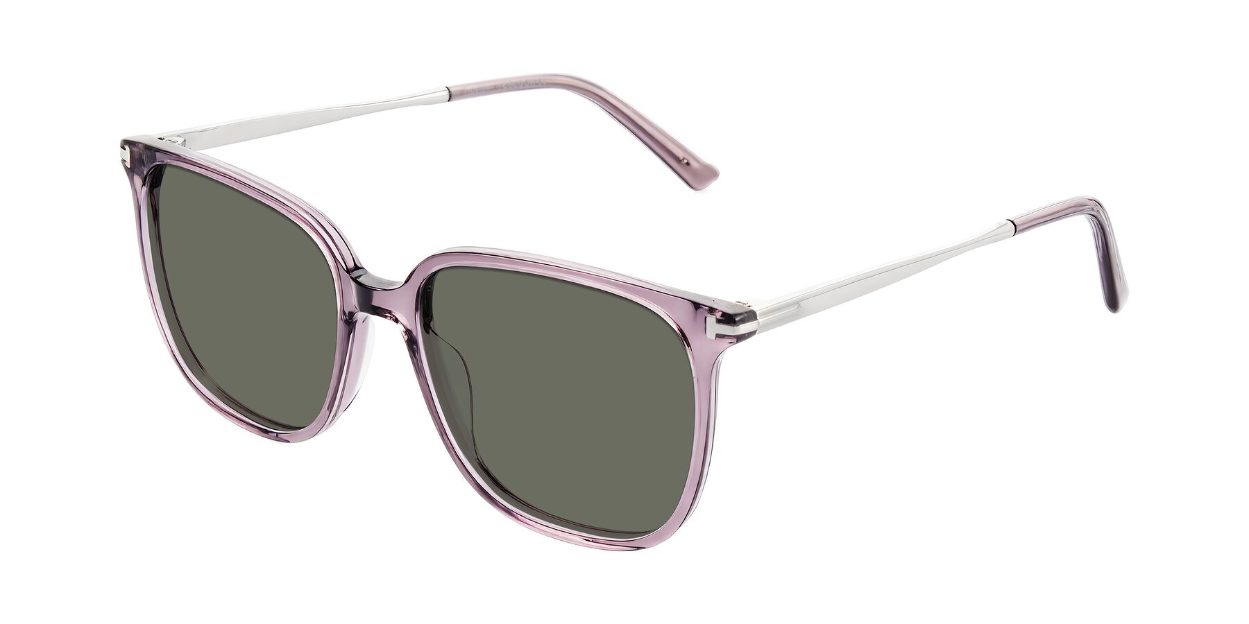 Angle of Trusten in Transparent Purple with Gray Polarized Lenses