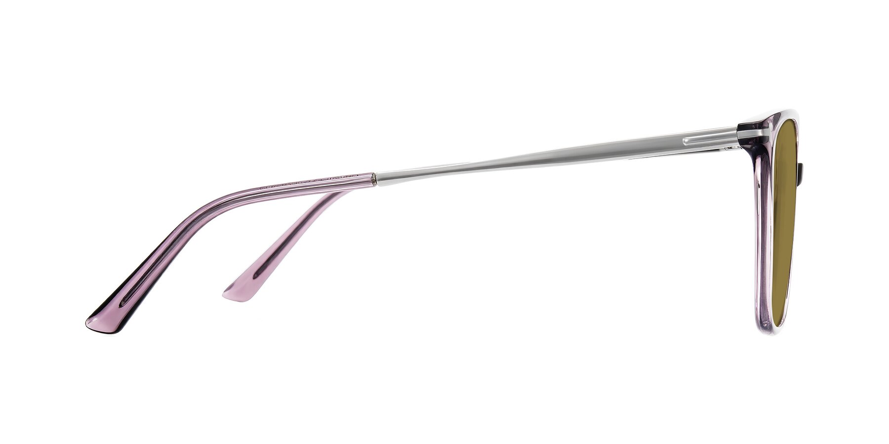Side of Trusten in Transparent Purple with Brown Polarized Lenses