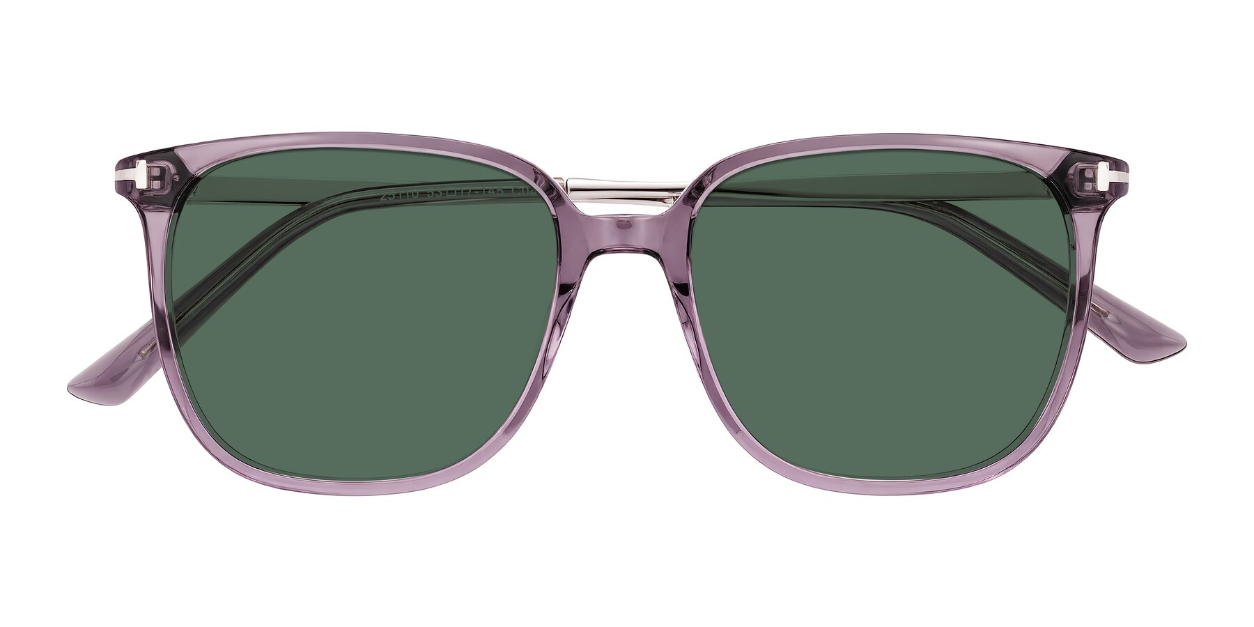 Folded Front of Trusten in Transparent Purple with Green Polarized Lenses