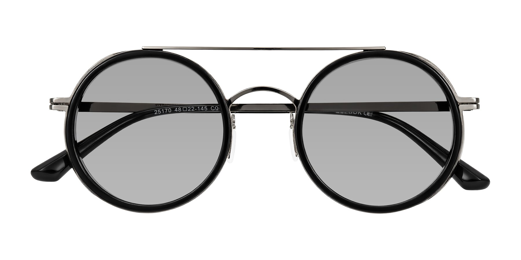 Folded Front of Lodovico in Black with Light Gray Tinted Lenses