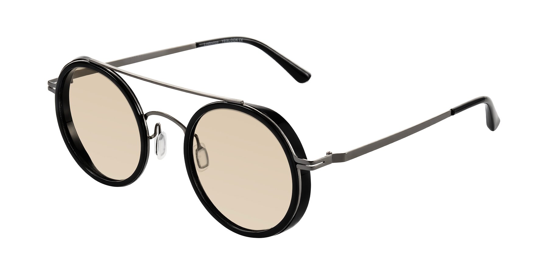 Angle of Lodovico in Black with Light Brown Tinted Lenses