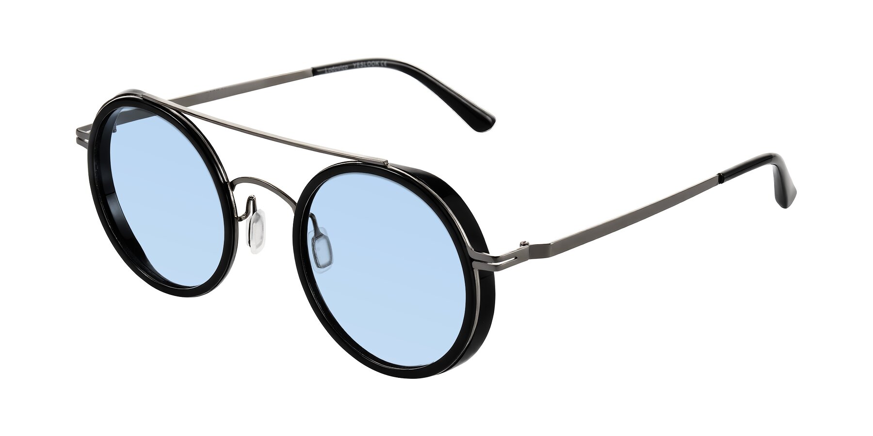 Angle of Lodovico in Black with Light Blue Tinted Lenses