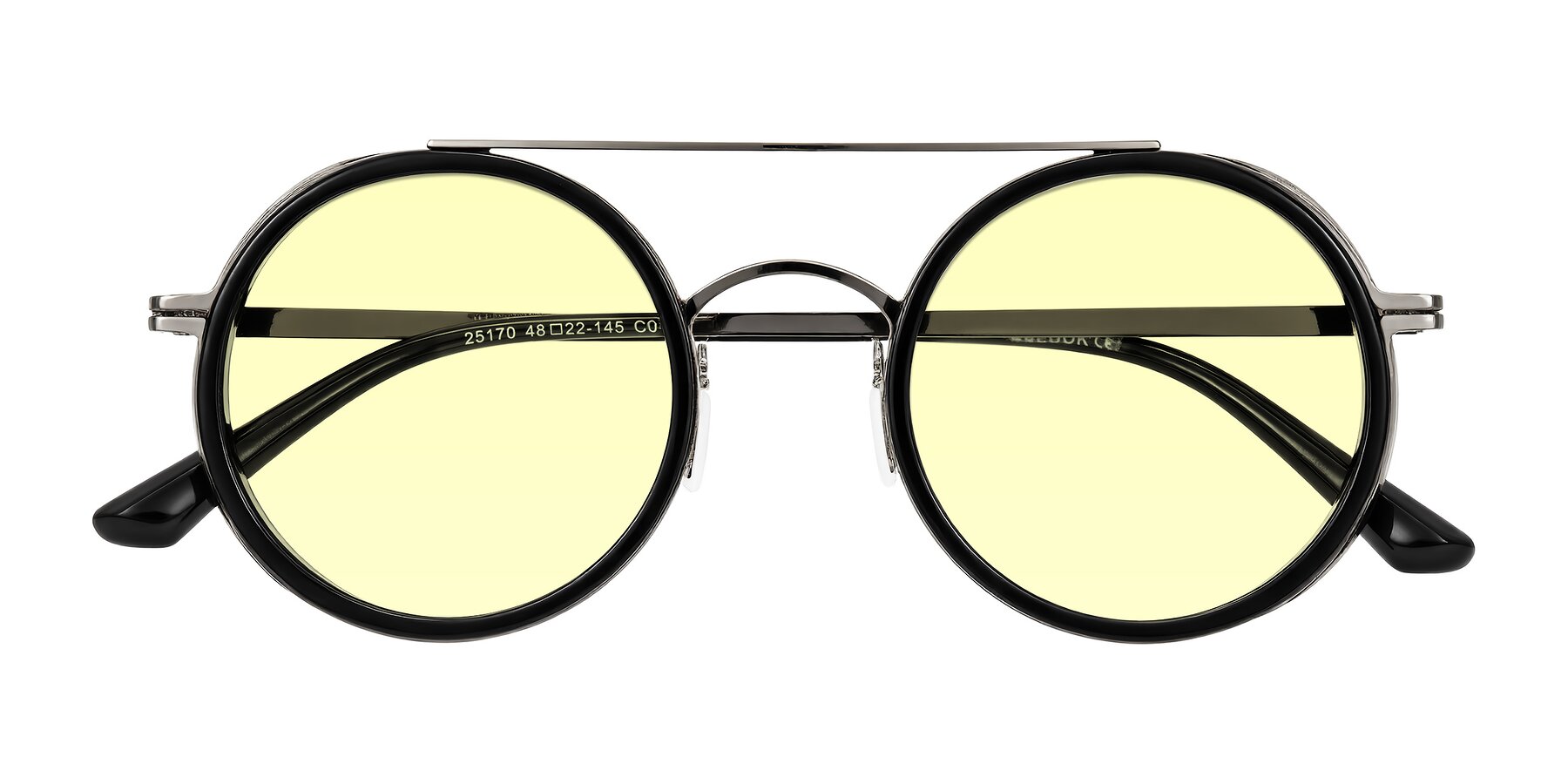 Folded Front of Lodovico in Black with Light Yellow Tinted Lenses