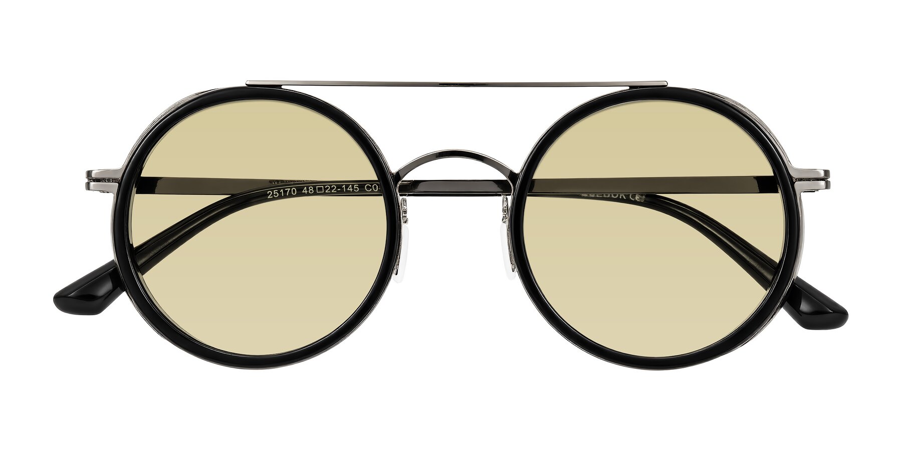 Folded Front of Lodovico in Black with Light Champagne Tinted Lenses
