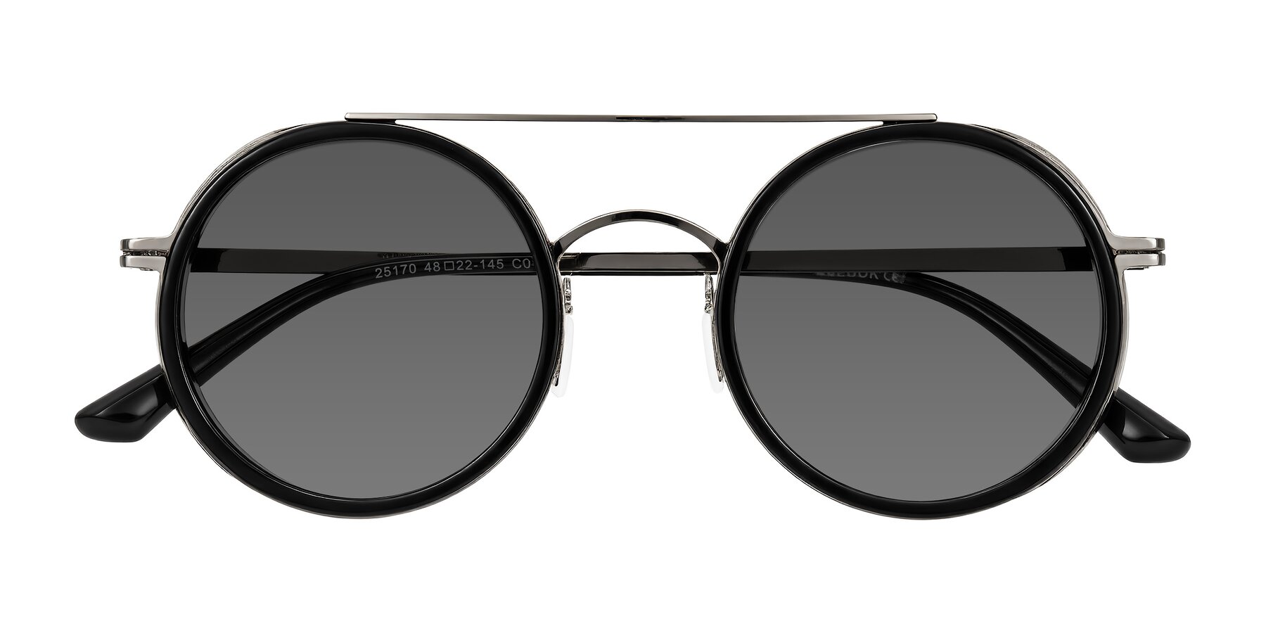 Folded Front of Lodovico in Black with Medium Gray Tinted Lenses